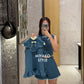 【牛仔很忙】Denim Cheongsam Sleeveless Crop Top (无袖上衣ONLY)