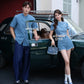 【时尚牛仔】Denim Cheongsam Short Sleeve Top (短袖上衣TOP ONLY)