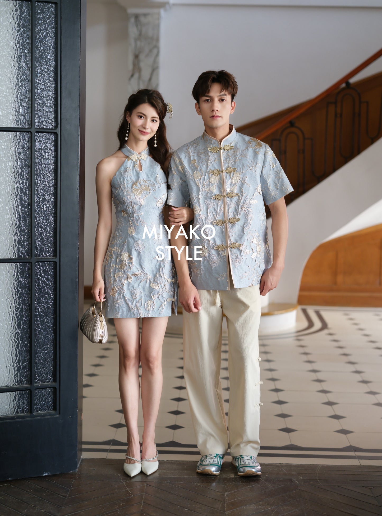 【花开富贵】Rich Cheongsam Halter/ Off Shoulder Dress 挂脖女装连身裙 袖子可拆卸