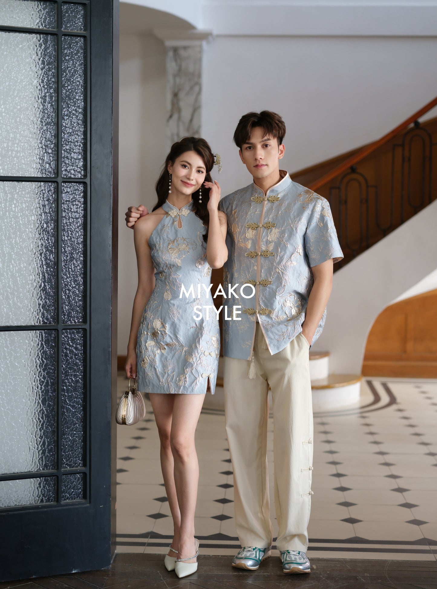 【花开富贵】Rich Cheongsam Halter/ Off Shoulder Dress 挂脖女装连身裙 袖子可拆卸