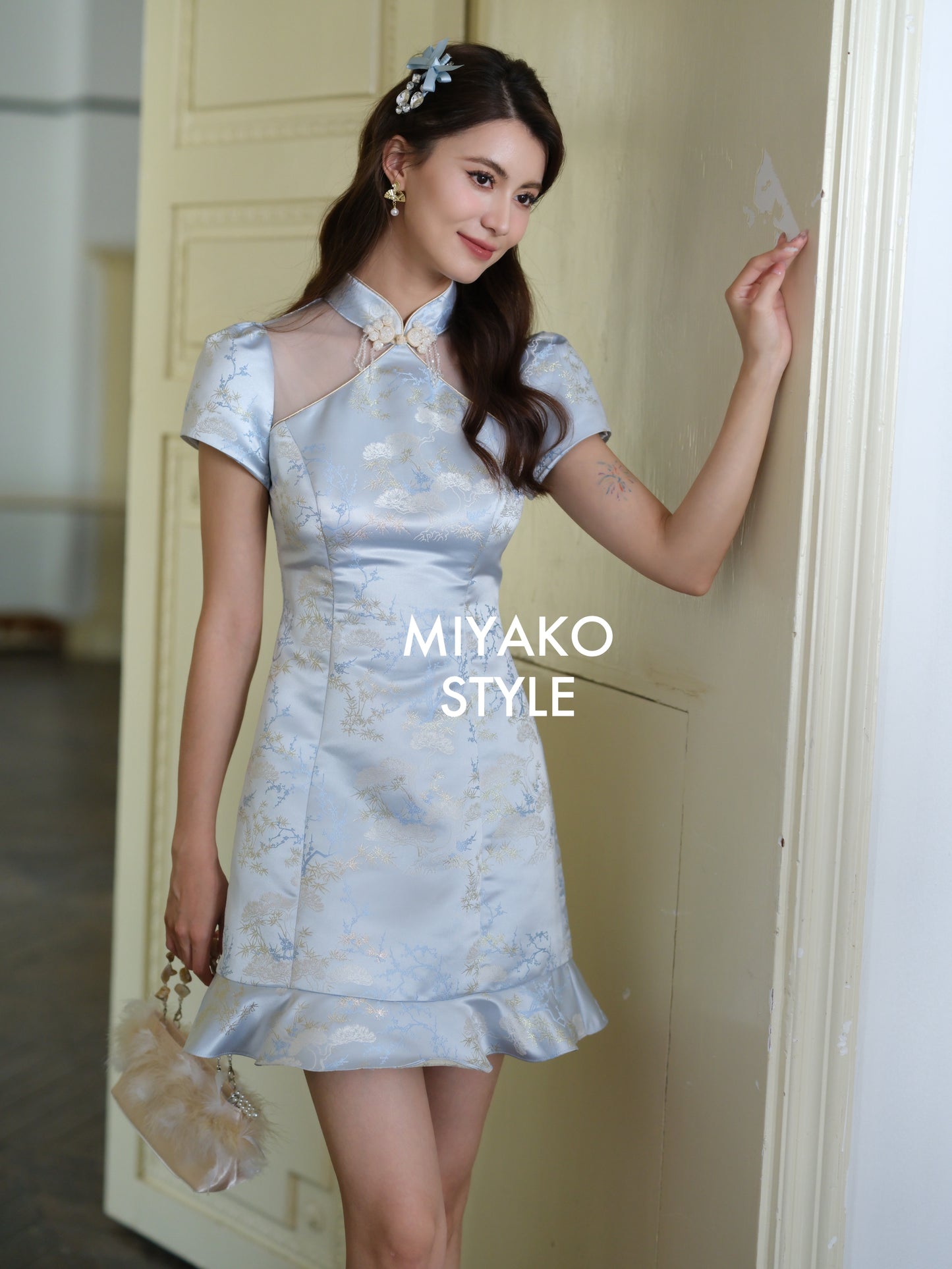 【一见倾心】Stella Cheongsam Dress in Blue 蓝色女装连身裙