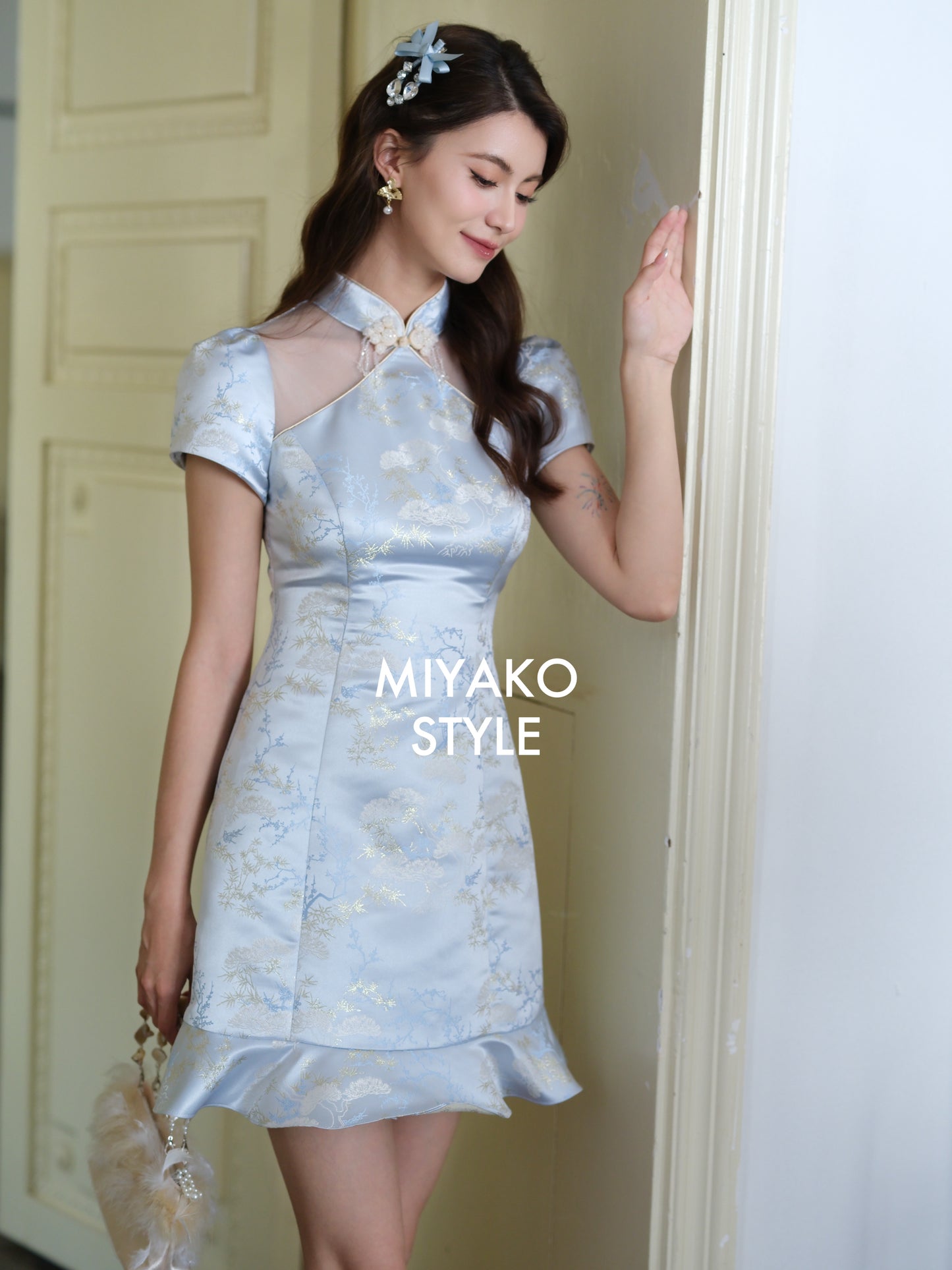 【一见倾心】Stella Cheongsam Dress in Blue 蓝色女装连身裙