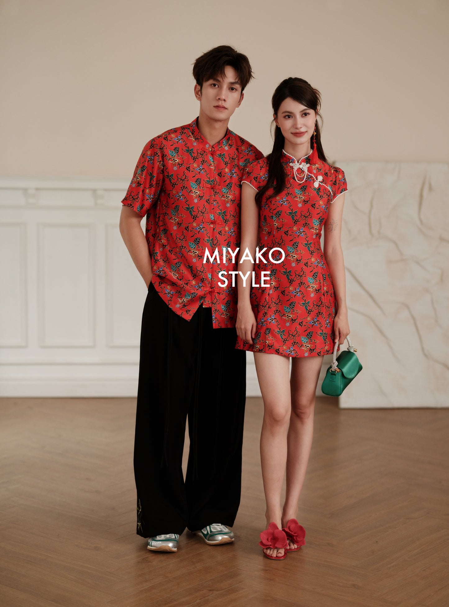 【巴迪】Vintage Batik Cheongsam Dress with Pearl 女装连身裙