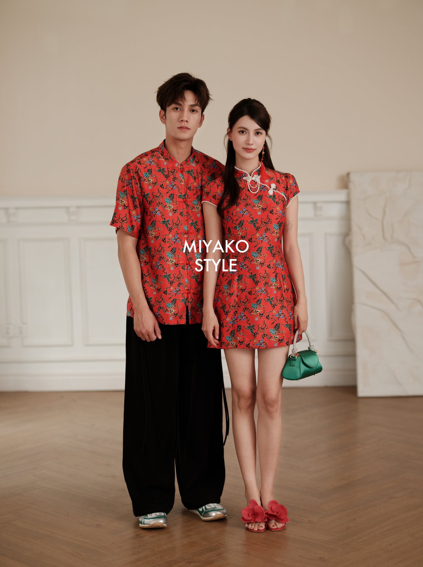 【巴迪】Vintage Batik Cheongsam Dress with Pearl 女装连身裙