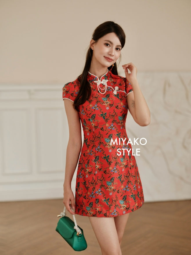 【巴迪】Vintage Batik Cheongsam Dress with Pearl 女装连身裙