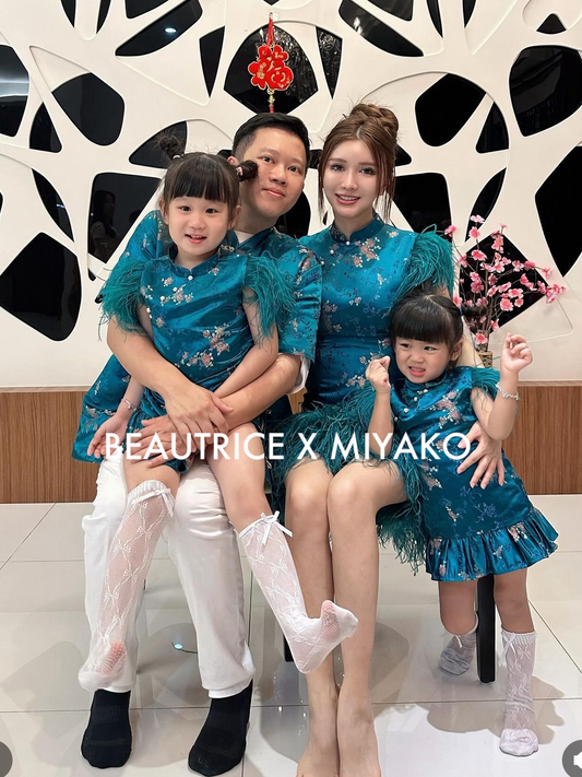 【孔雀开屏】Feather Cheongsam Men Suit in Blue 孔雀蓝男唐装