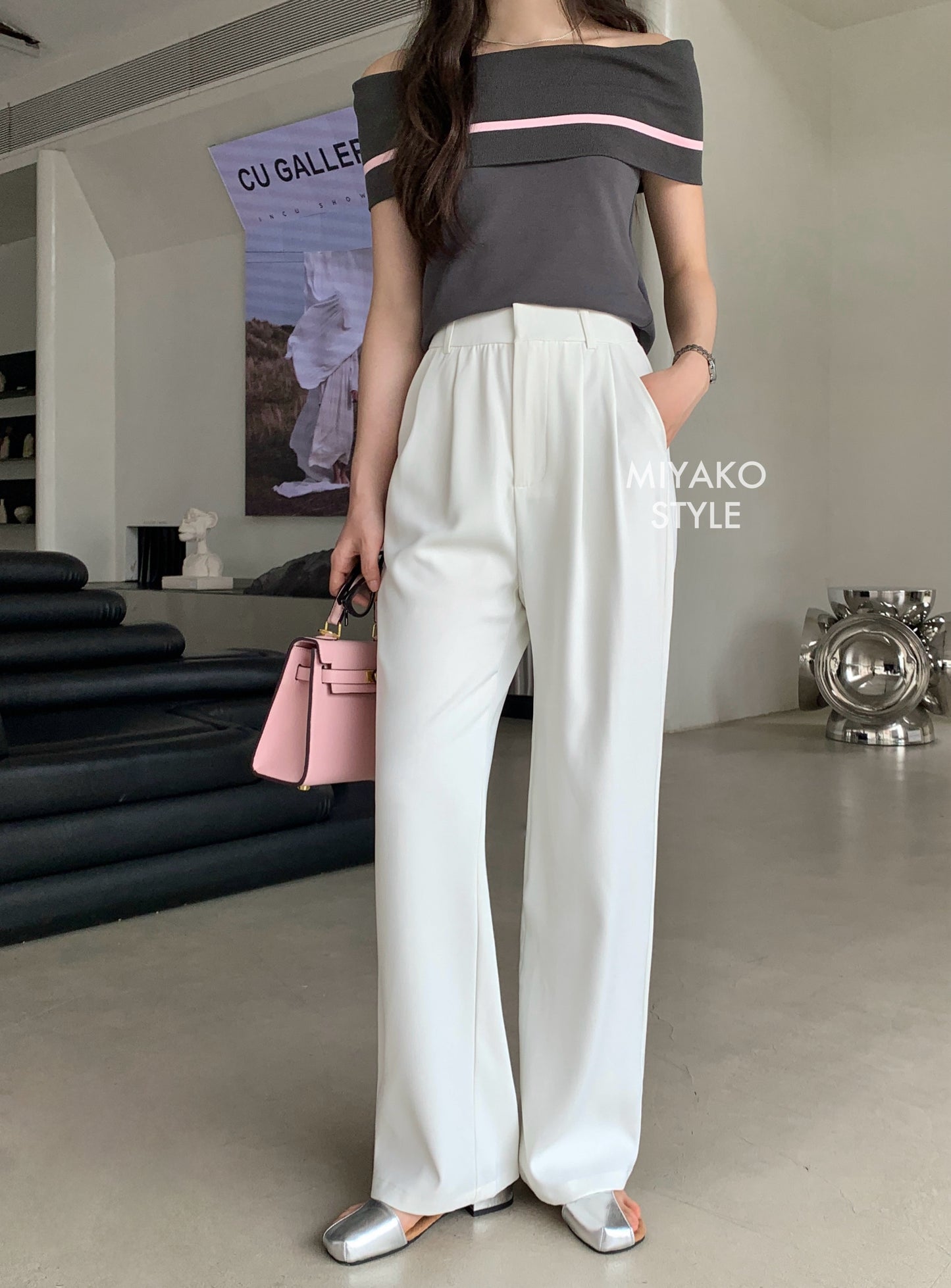 Premium Casual Pant in White 白色西装长裤