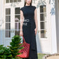Vivienne High Neck Long Dress in Black
