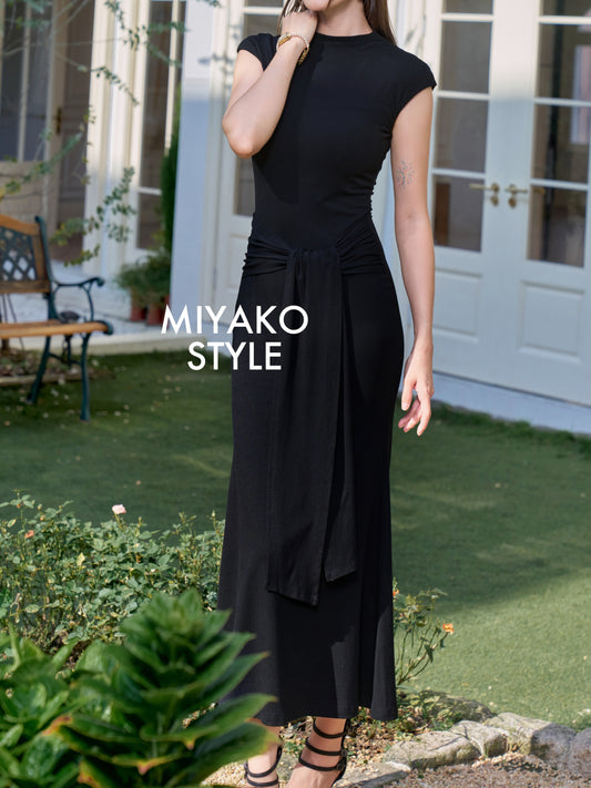 Vivienne High Neck Long Dress in Black