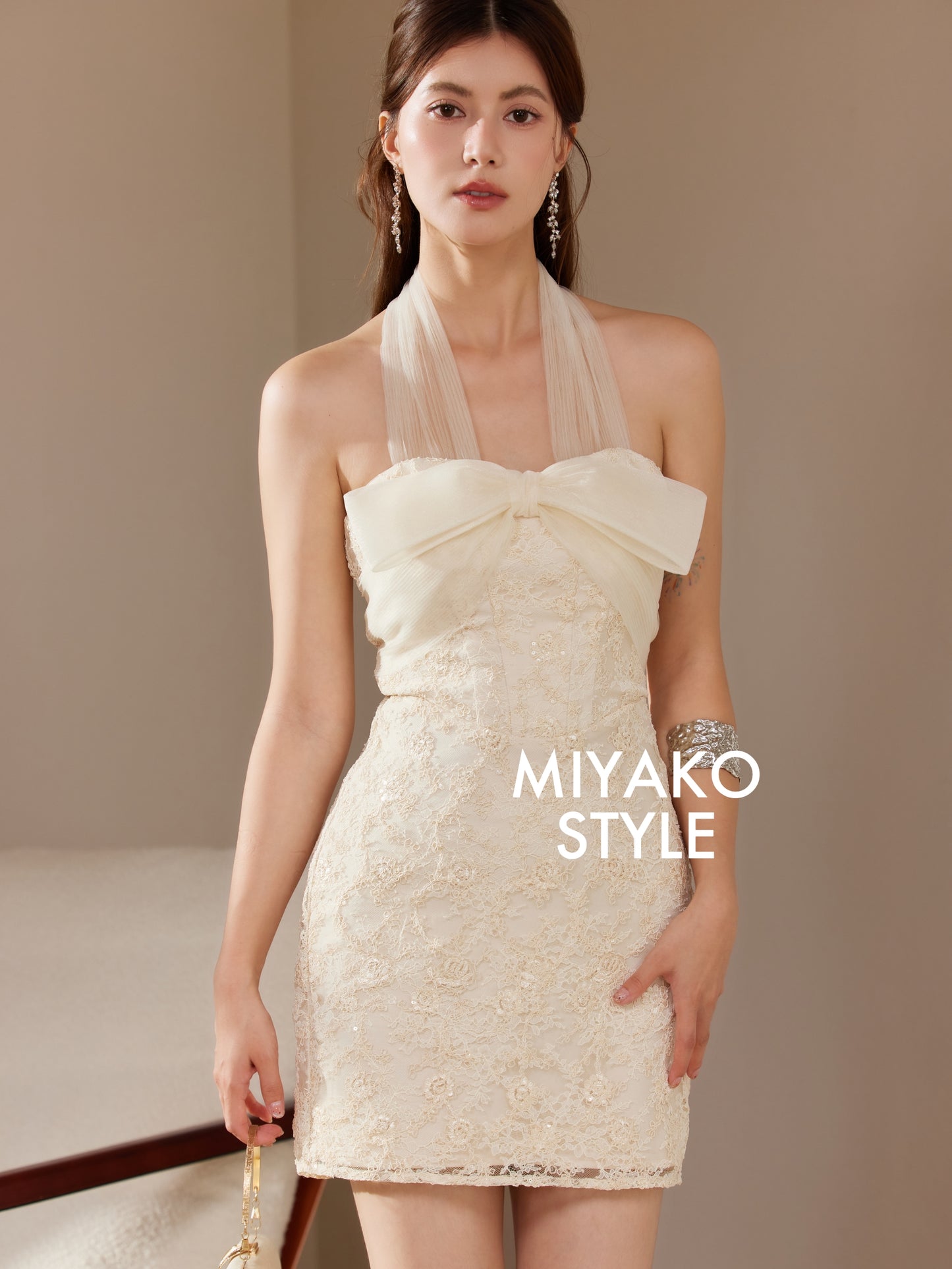 Luxe Ribbon Detachable Halter 2 in 1 Dress