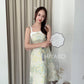 【宫廷】Gong Premium Cheongsam Women Dress in Beige (杏色绿花女连衣裙)