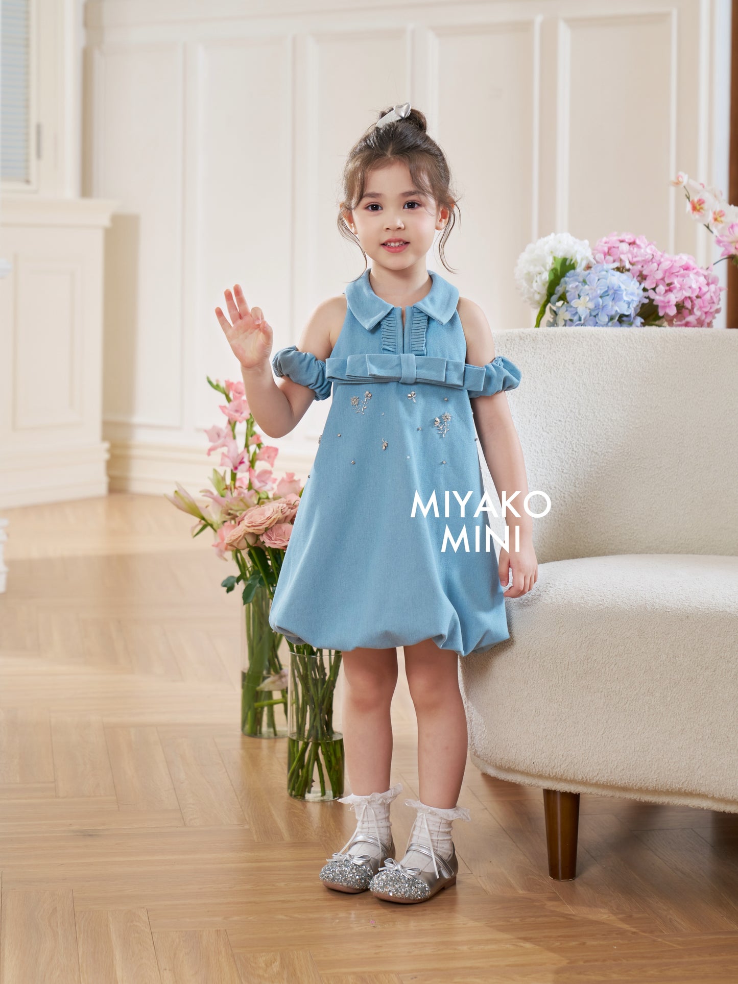 Denim Premium Detachable Sleeve Girl Dress