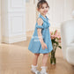 Denim Premium Detachable Sleeve Girl Dress