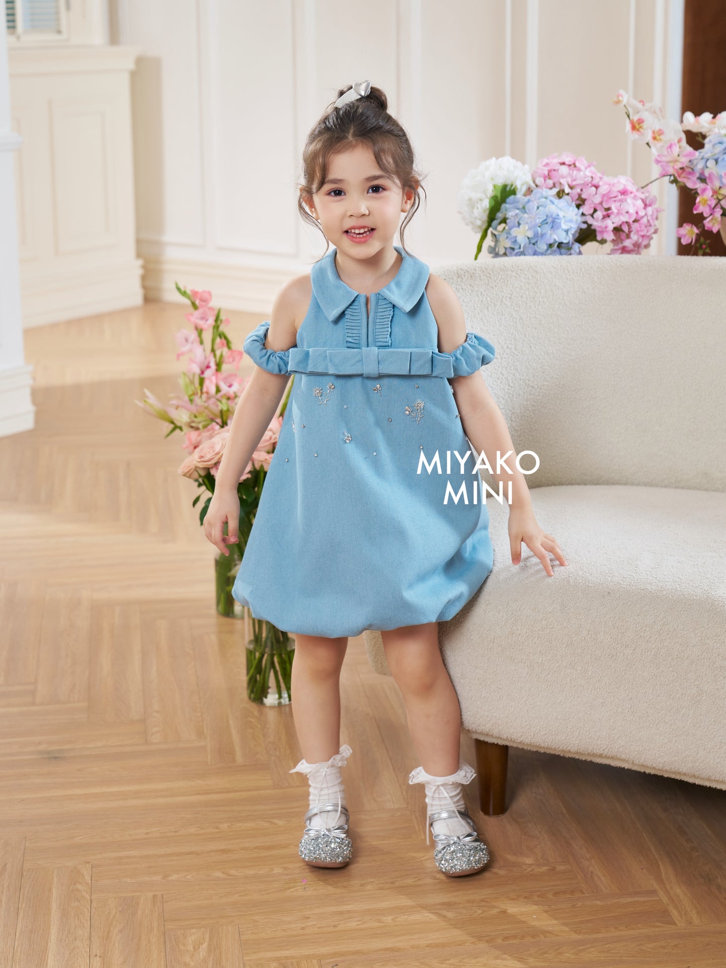 Denim Premium Detachable Sleeve Girl Dress