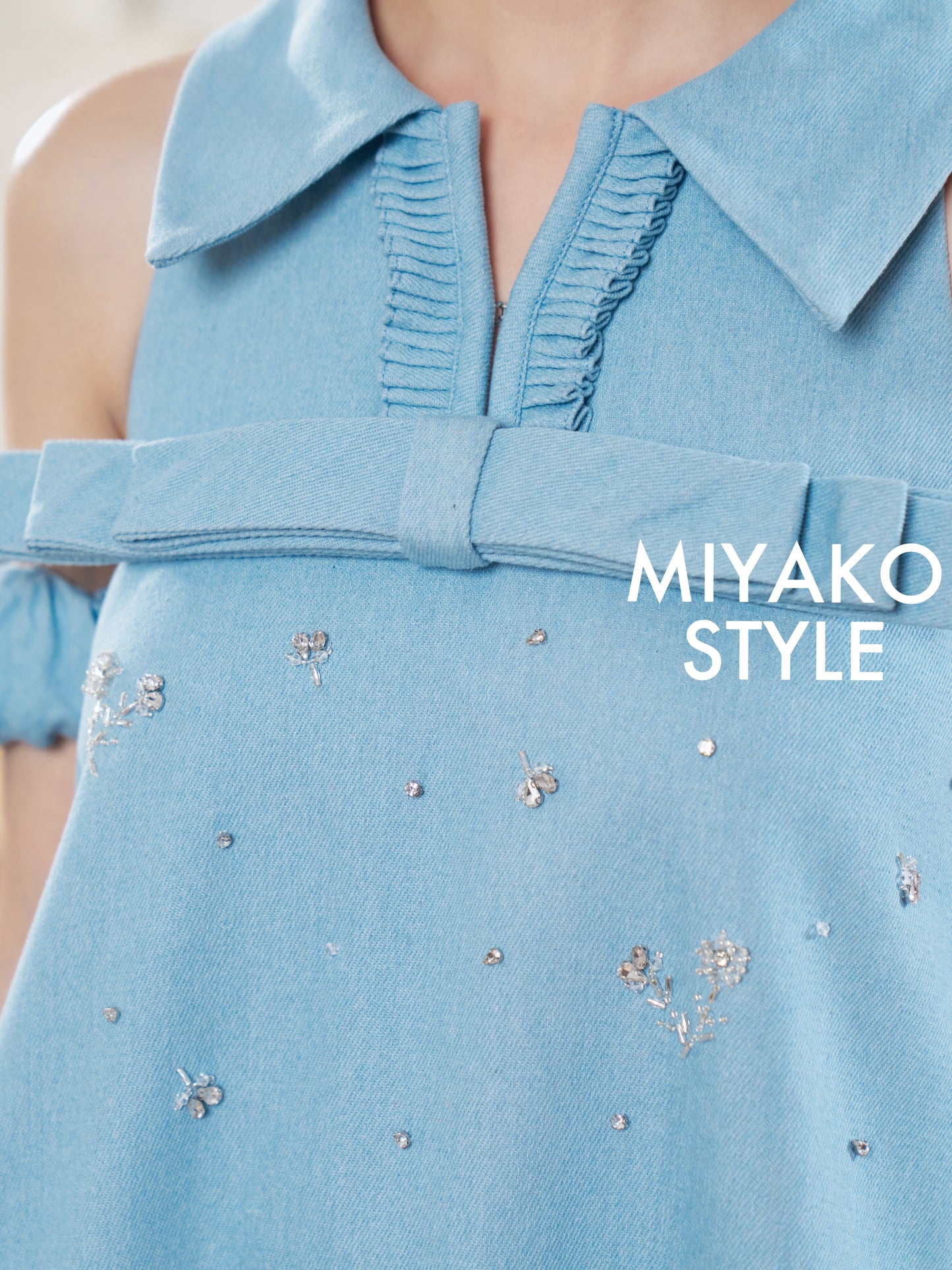 Denim Premium Detachable Sleeve Women Dress