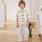 【孔雀开屏】Feather Cheongsam Little Boy Suit in Pink 香槟粉小男孩唐装