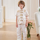 【孔雀开屏】Feather Cheongsam Little Boy Suit in Pink 香槟粉小男孩唐装