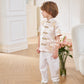 【孔雀开屏】Feather Cheongsam Little Boy Suit in Pink 香槟粉小男孩唐装