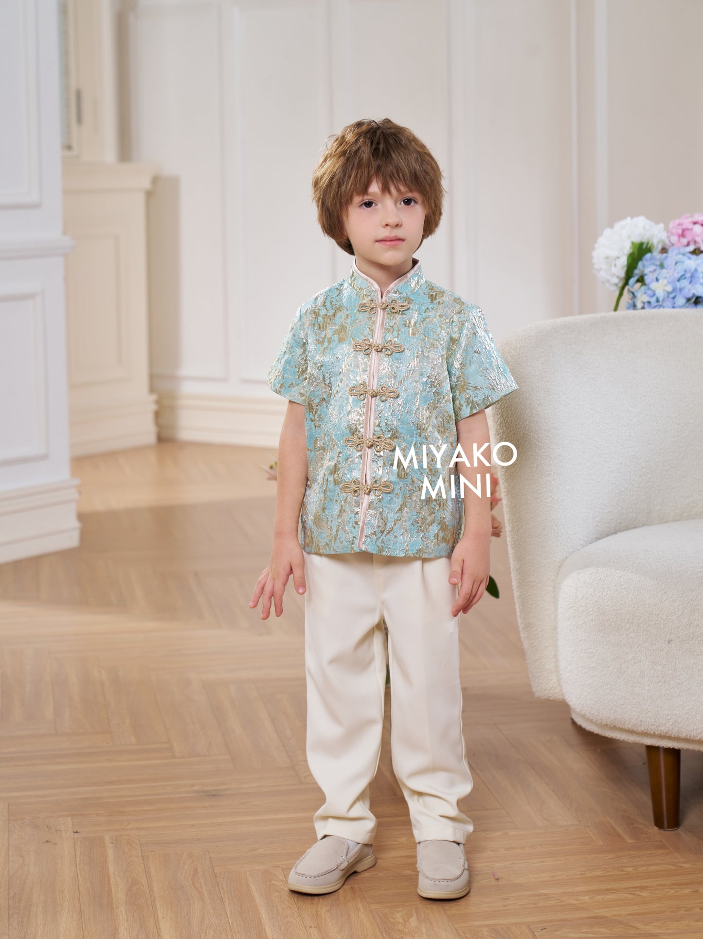【星光熠熠】Glimmer Cheongsam Boy Suit in Green 小男孩唐装薄荷绿