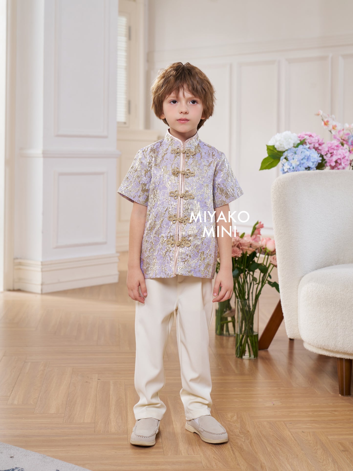 【星光熠熠】Glimmer Cheongsam Boy Suit in Purple 紫色小男孩唐装