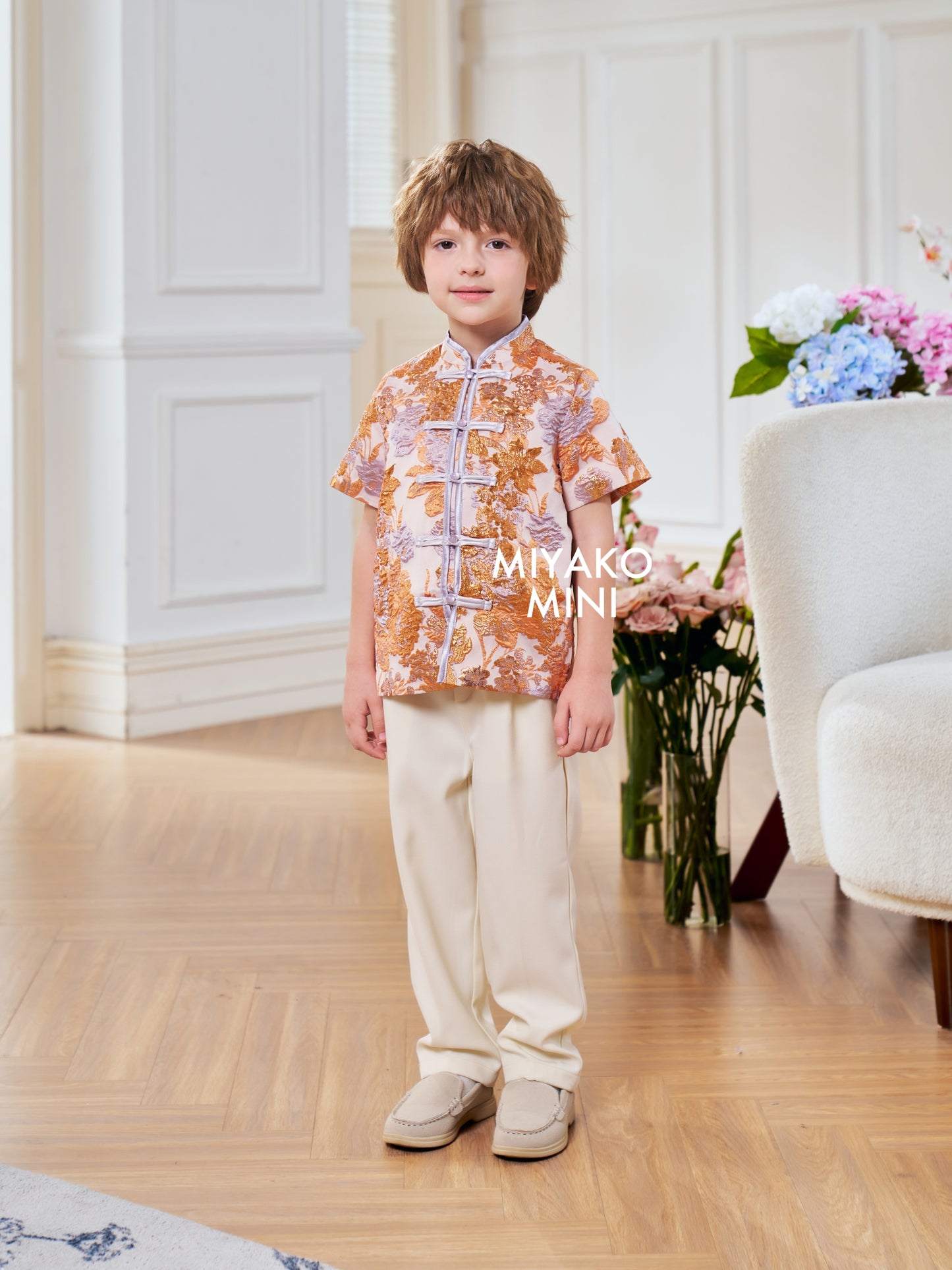 【家族荣耀】Glory Boy Suit in Orange 橘色小男孩唐装