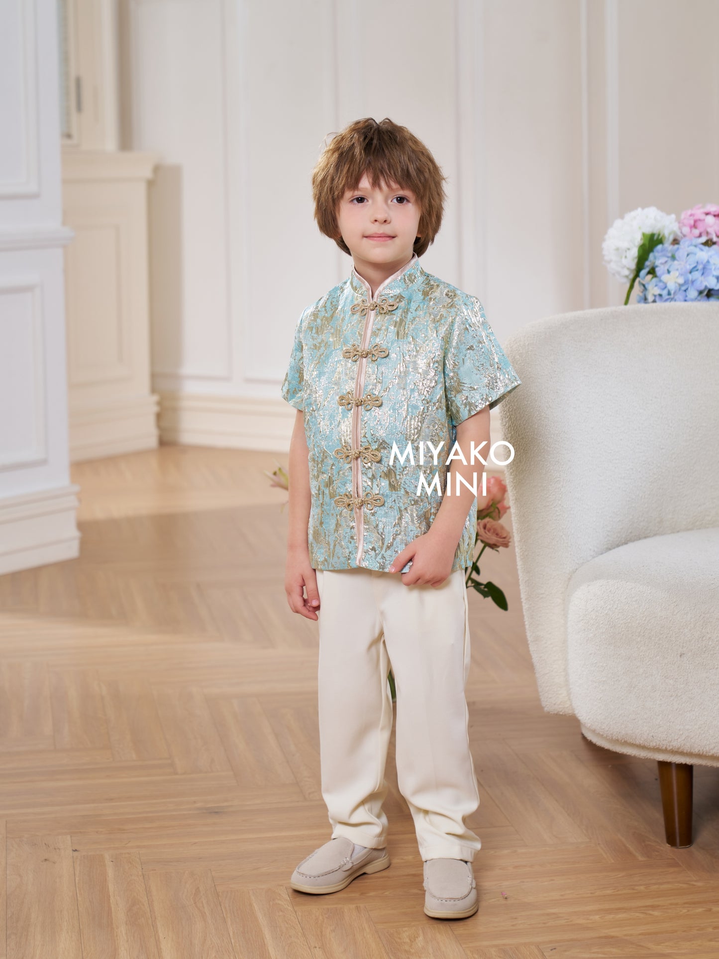 【星光熠熠】Glimmer Cheongsam Boy Suit in Green 小男孩唐装薄荷绿