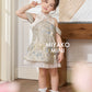 【万事如亿】Billionaire Embroidered Girl Dress in Ash Beige 米灰色小女孩连身裙