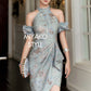 【万事如亿】Billionaire Padded & Detachable Sleeve Midi Cheongsam Dress in Sea Blue 绿蓝色女装长款