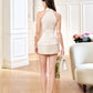 Rosy 3D Halter Top in Beige White