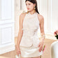 Rosy 3D Halter Top in Beige White