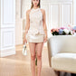 Rosy 3D Halter Top in Beige White