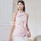 Rosy 3D Halter Top in Pink