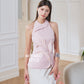 Rosy 3D Halter Top in Pink