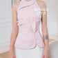 Rosy 3D Halter Top in Pink
