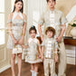 【万事如亿】Billionaire Embroidered Padded & Detachable Sleeve Mini Cheongsam Dress in Ash Beige 米灰色女装短款