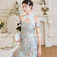 【万事如亿】Billionaire Embroidered Padded & Detachable Sleeve Mini Cheongsam Dress in Sea Blue 绿蓝色女装短款