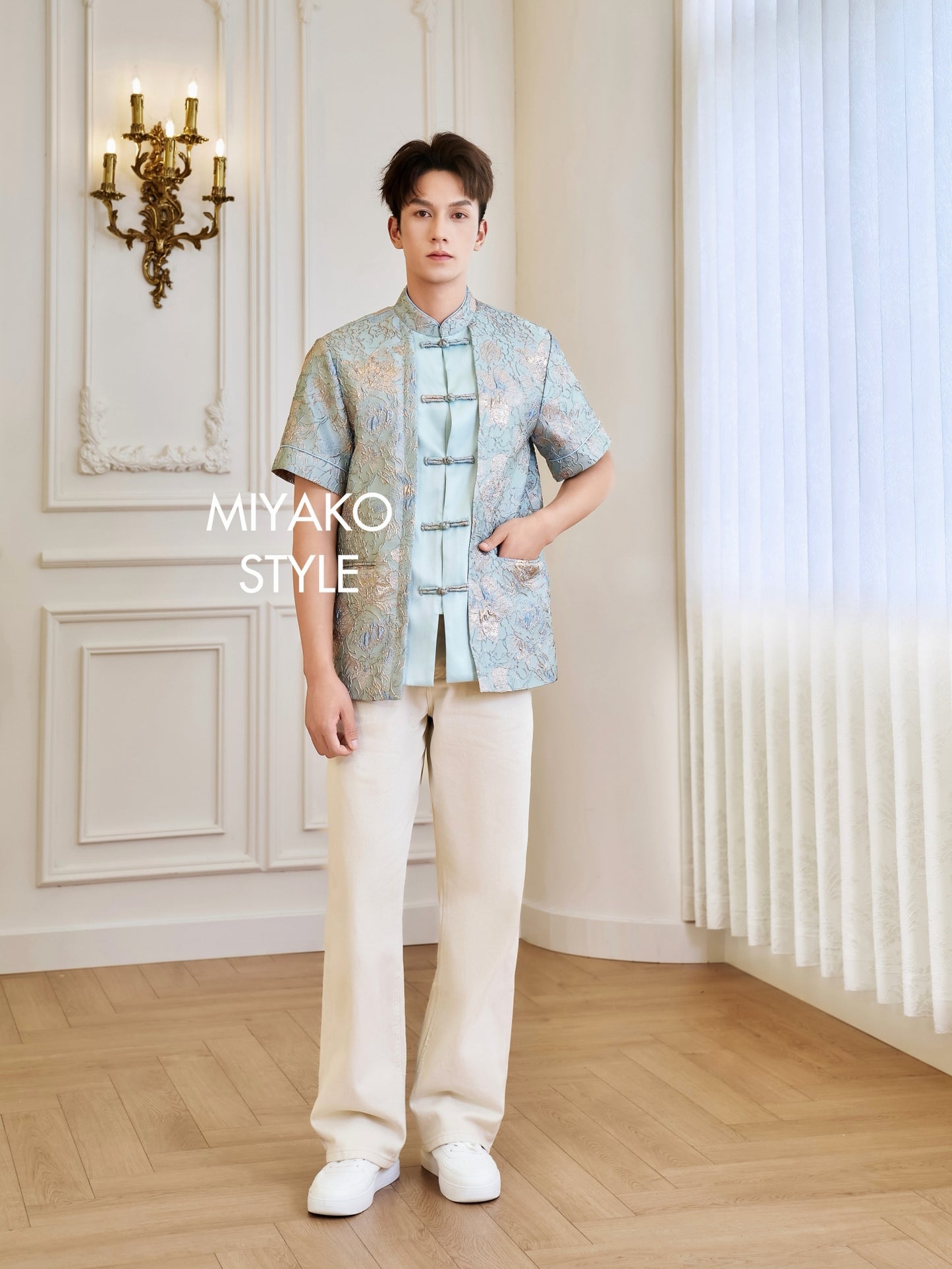 【万事如亿】Billionaire Premium Men Suit Cheongsam in Sea Blue 绿蓝色男唐装