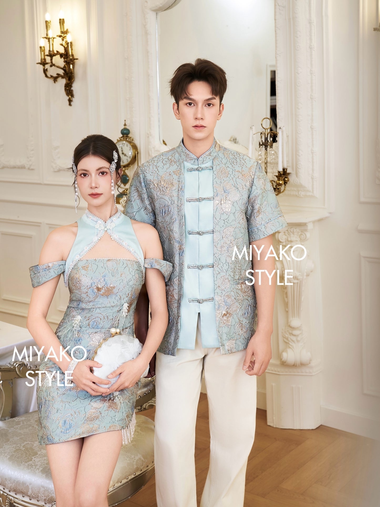 【万事如亿】Billionaire Premium Men Suit Cheongsam in Sea Blue 绿蓝色男唐装