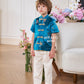 【孔雀开屏】Feather Cheongsam Little Boy Suit in Blue 孔雀蓝小男孩唐装