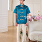 【孔雀开屏】Feather Cheongsam Men Suit in Blue 孔雀蓝男唐装