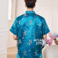 【孔雀开屏】Feather Cheongsam Men Suit in Blue 孔雀蓝男唐装