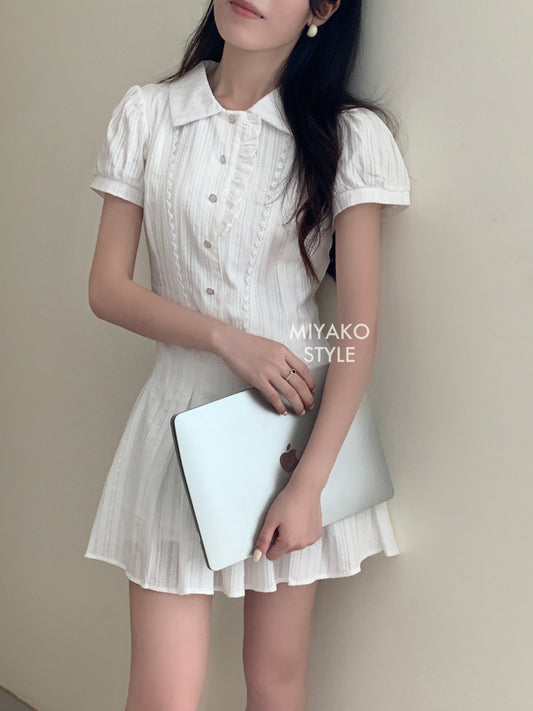 Molly Short Sleeve Dress in White