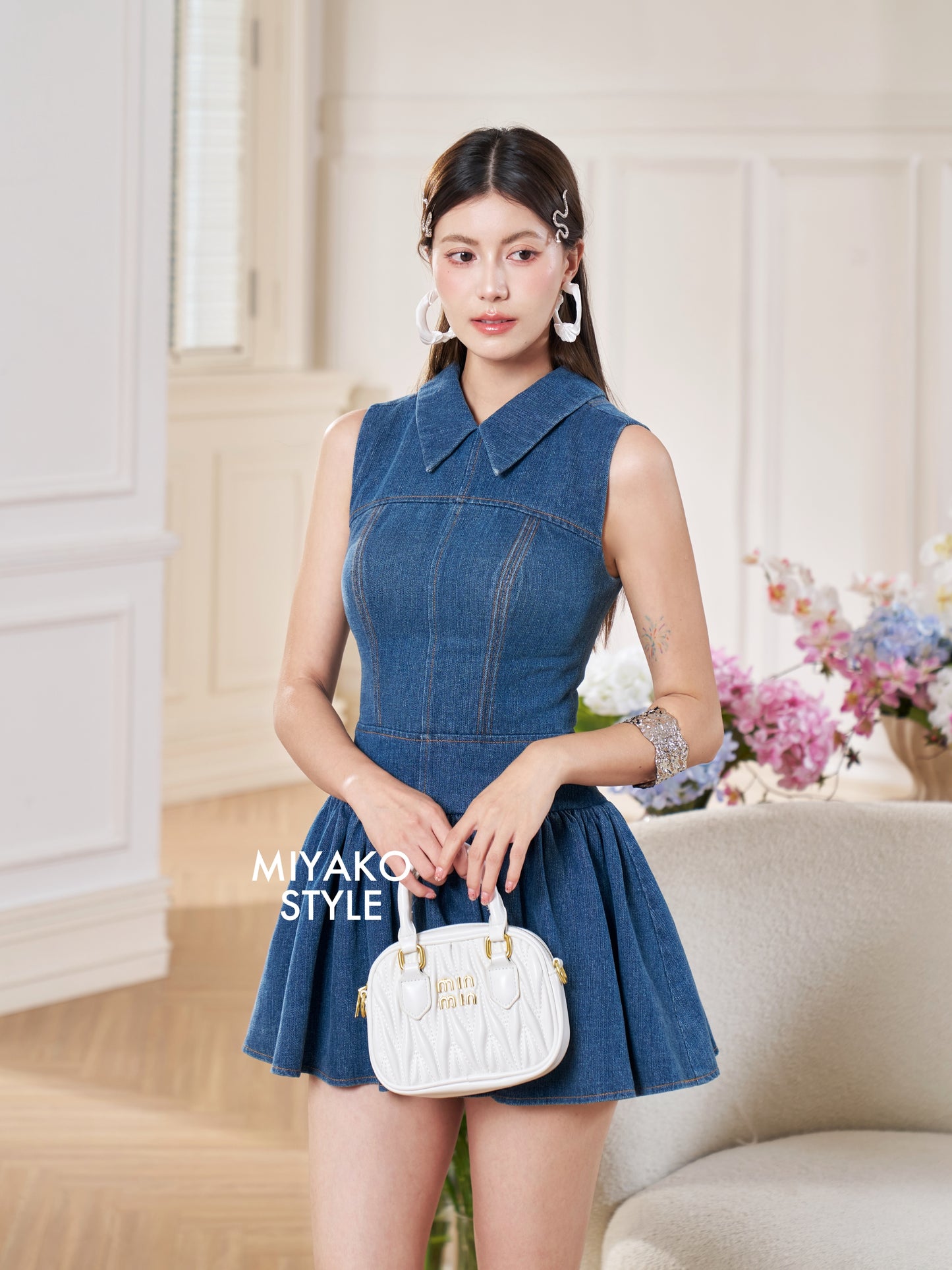 Denim Chic Mini Romper Dress