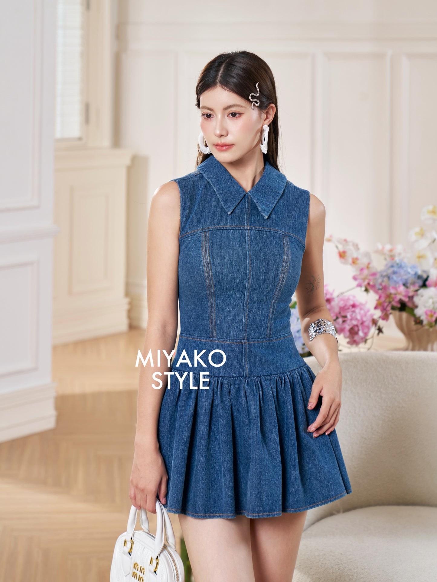 Denim Chic Mini Romper Dress