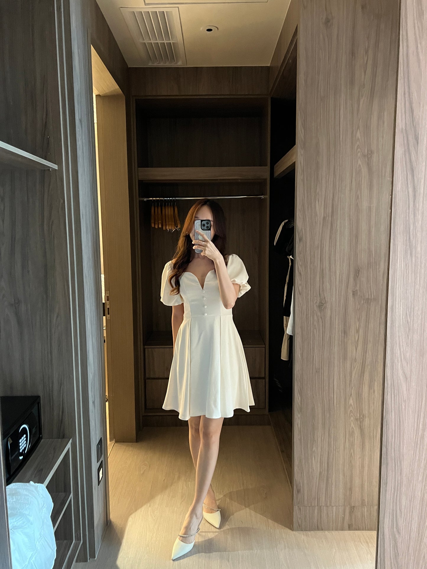 Sandra Bubble Sleeve Mini Dress in White