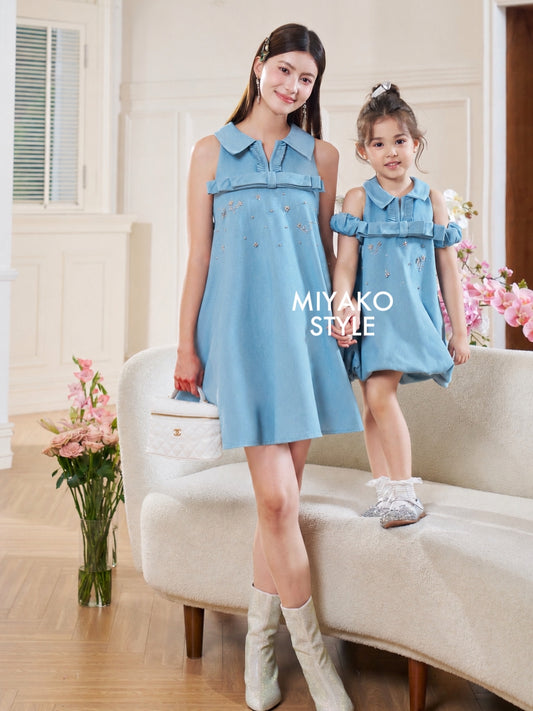Denim Premium Detachable Sleeve Women Dress