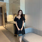 Sandra Bubble Sleeve Mini Dress in Black