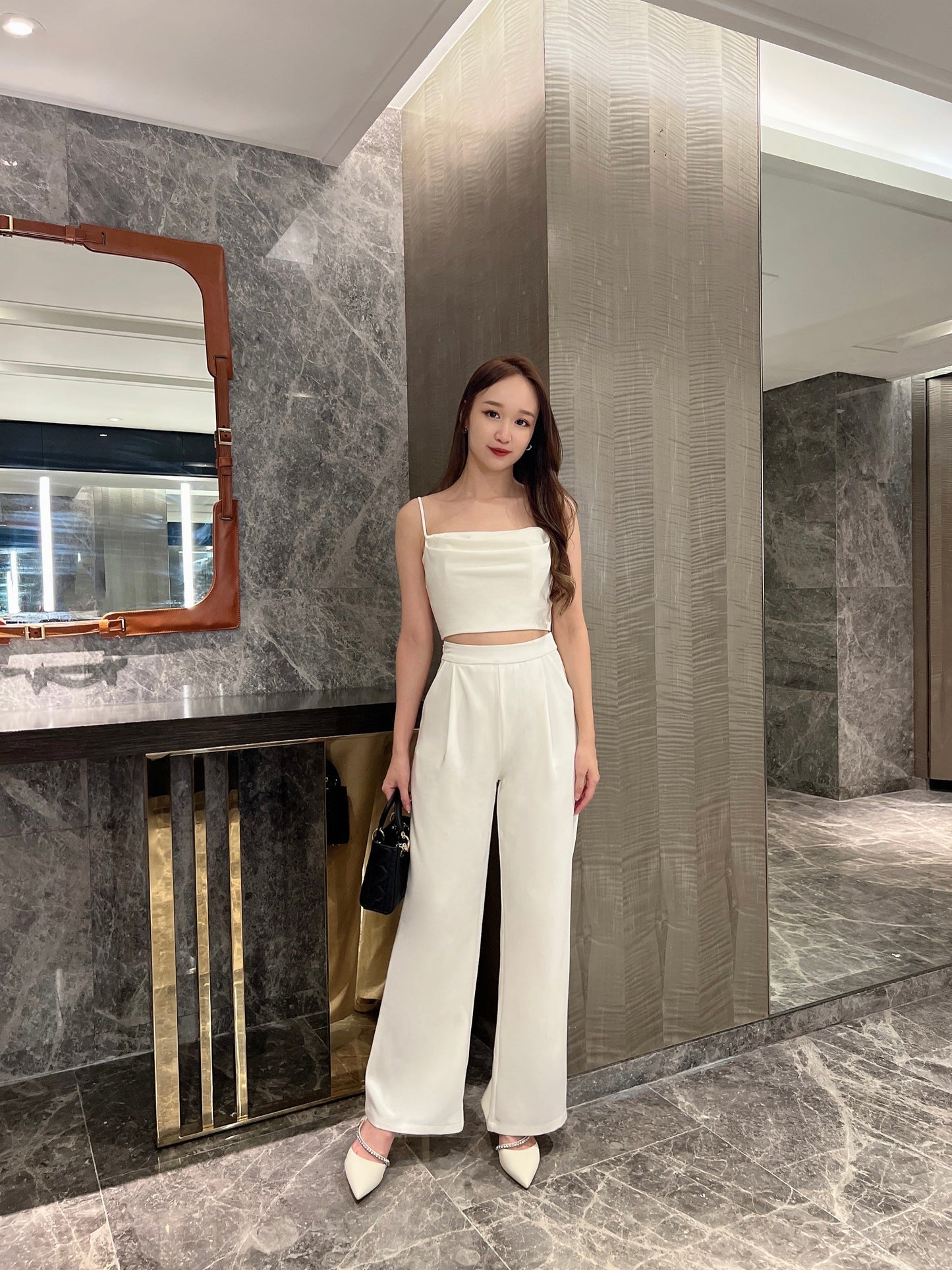 (DEFECT) Rosy satin high waist pant