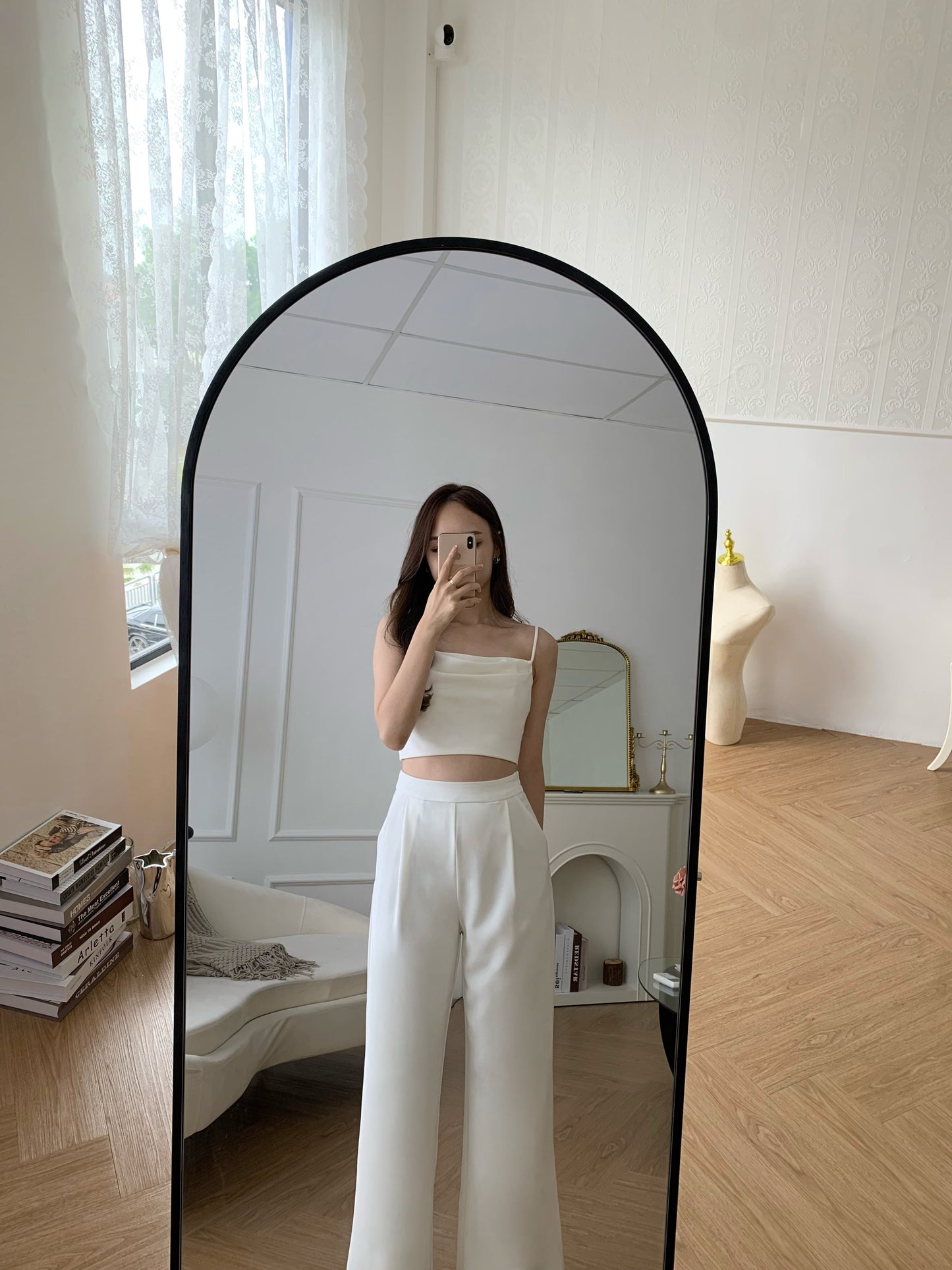 (DEFECT) Rosy satin high waist pant