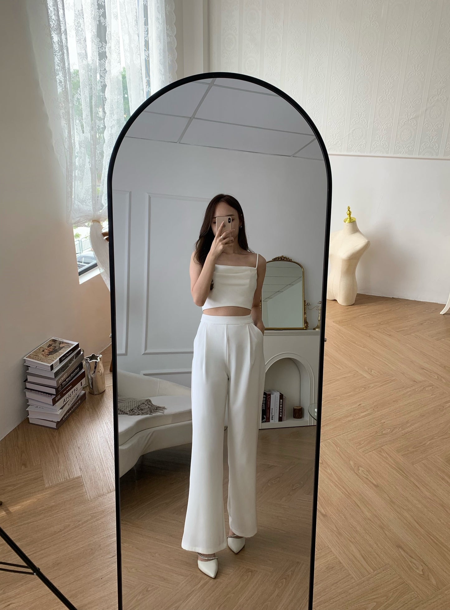 (DEFECT) Rosy satin high waist pant